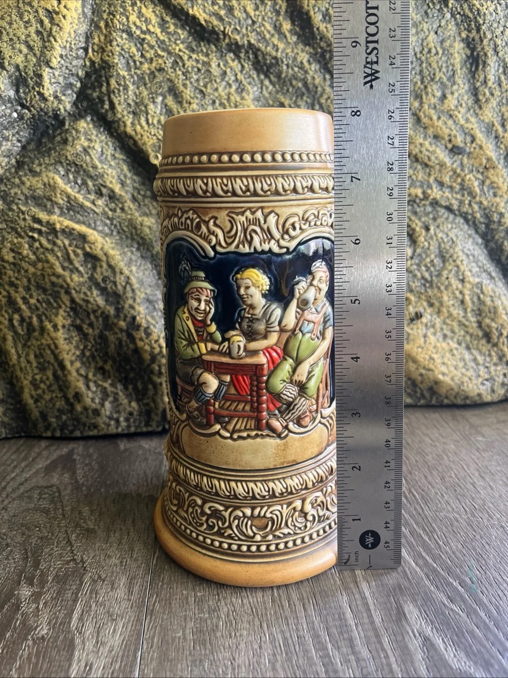 Ceramarte Stein- Hand Painted Tavern scene. Made in Brazil